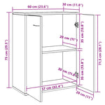 HKH Aparador em Aglomerado com 2 Portas 60 X 30 X 75 Cm - Branco