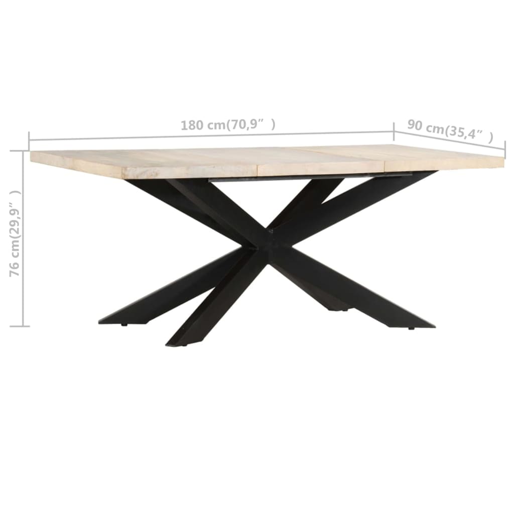 HKH Mesa de Jantar Madeira Maciça Branqueada em Mangueira