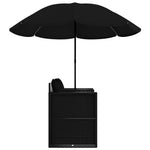 HKH Espreguiçadeira Para Jardim Com Guarda-sol Vime Pe - Preto