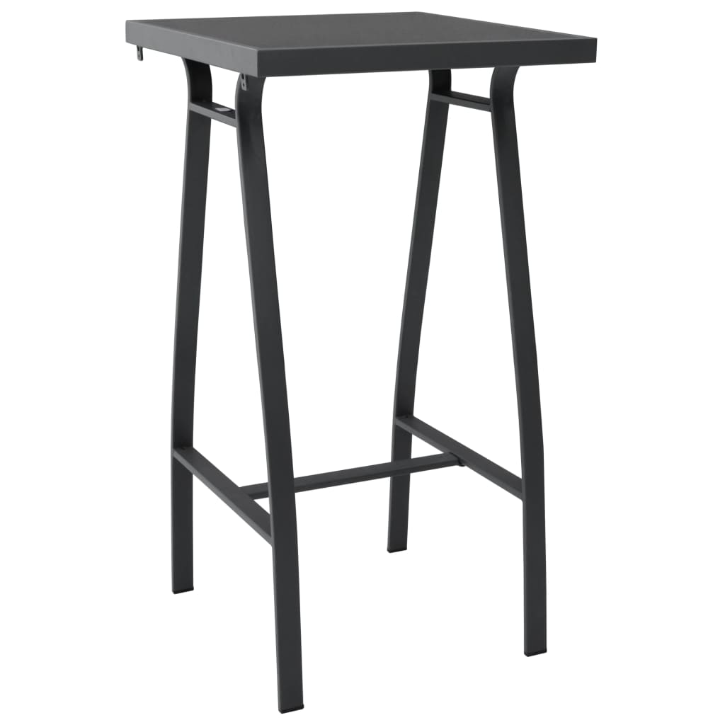 HKH Mesa de Bar para Jardim Vidro Temperado - Preto