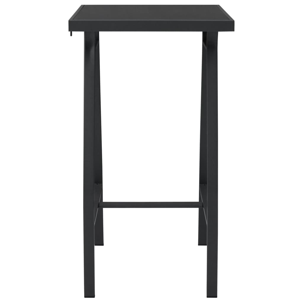 HKH Mesa de Bar para Jardim Vidro Temperado - Preto