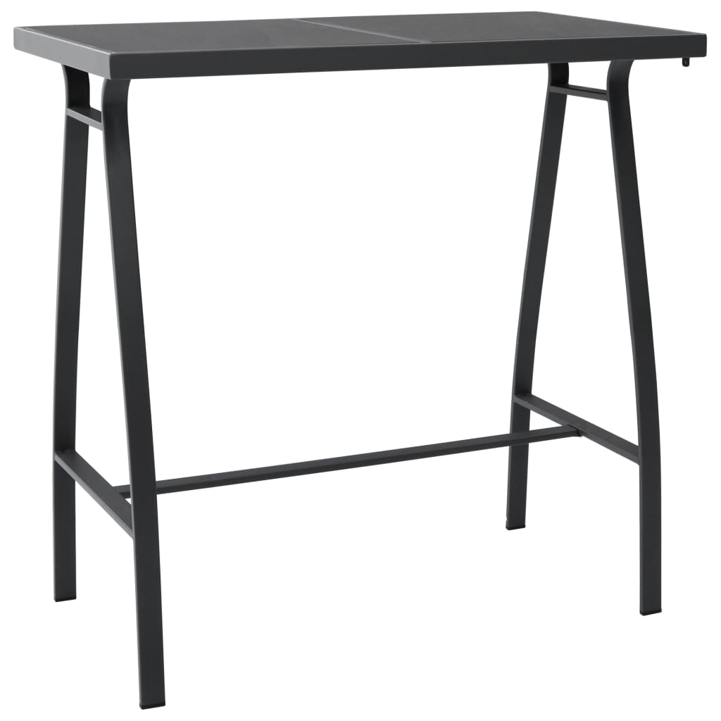 HKH Mesa de Bar para Jardim Vidro Temperado - Preto
