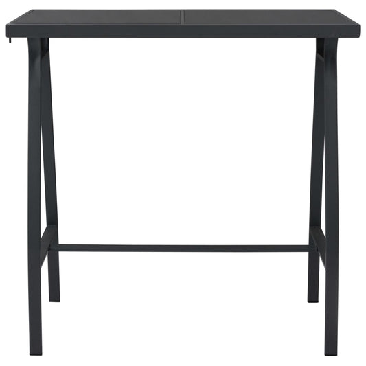 HKH Mesa de Bar para Jardim Vidro Temperado - Preto
