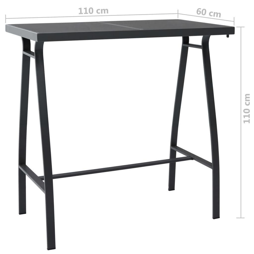 HKH Mesa de Bar para Jardim Vidro Temperado - Preto