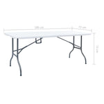 HKH Mesa de Jardim Dobrável 180x72x72 Cm Pead - Branco