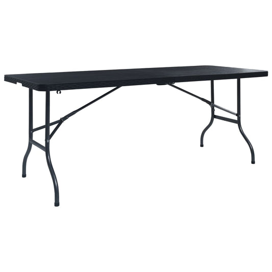 HKH Mesa de Jardim Dobrável 180x75x72 Cm Pead Imitação Vime - Preto