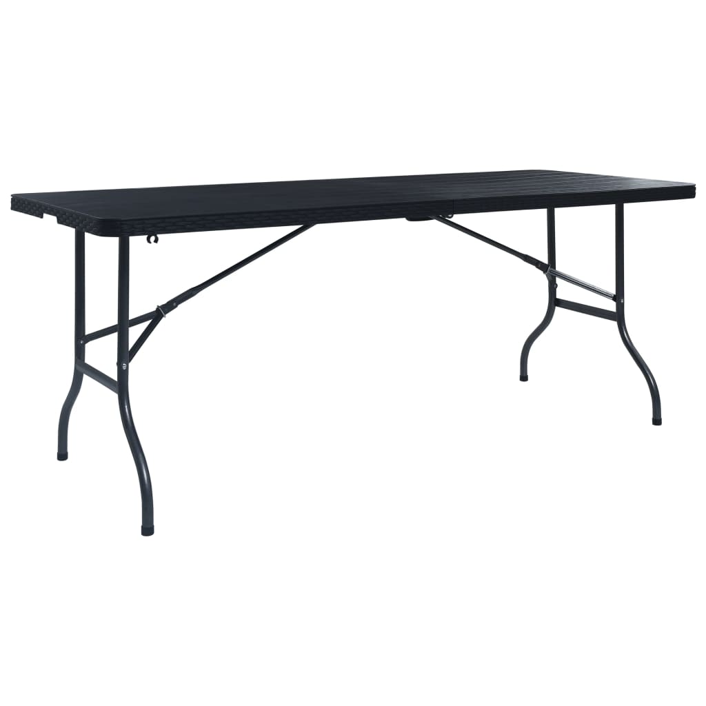 HKH Mesa de Jardim Dobrável 180x75x72 Cm Pead Imitação Vime - Preto
