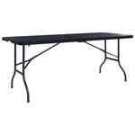 HKH Mesa de Jardim Dobrável 180x75x72 Cm Pead Imitação Vime - Preto
