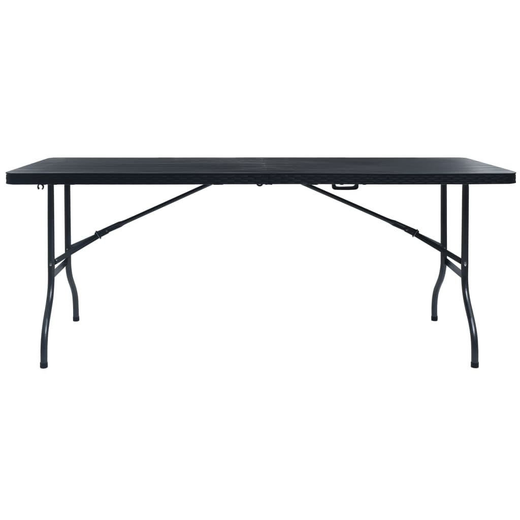 HKH Mesa de Jardim Dobrável 180x75x72 Cm Pead Imitação Vime - Preto