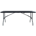 HKH Mesa de Jardim Dobrável 180x75x72 Cm Pead Imitação Vime - Preto