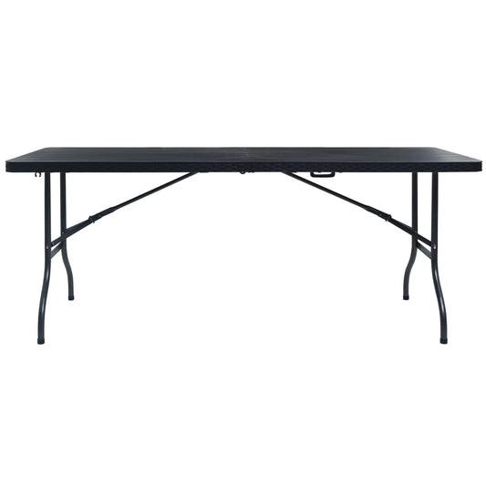 HKH Mesa de Jardim Dobrável 180x75x72 Cm Pead Imitação Vime - Preto