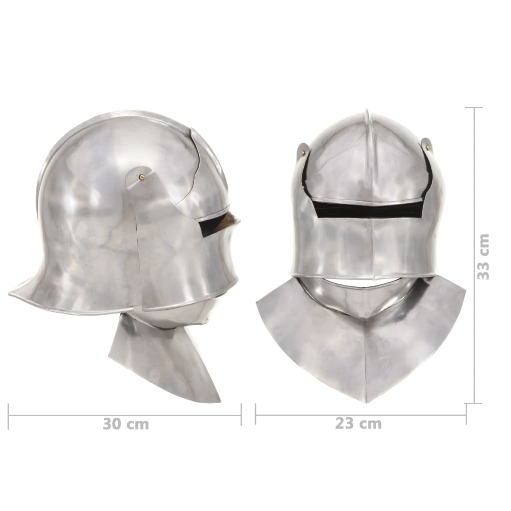 HKH Capacete de Cavaleiro Medieval Réplica LARP - Aço Prateado