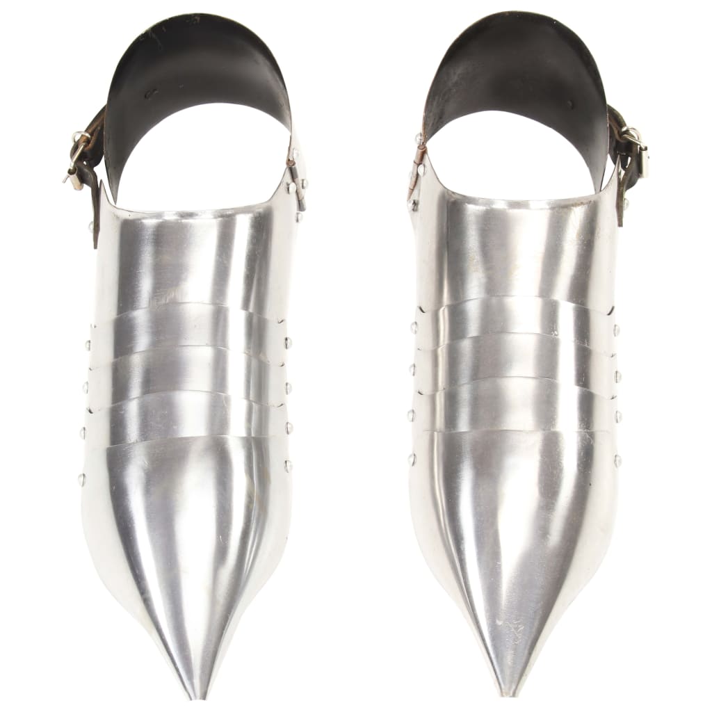 HKH Sapatos de Ferro Cavaleiro Medieval Réplica LARP - Aço Prateado