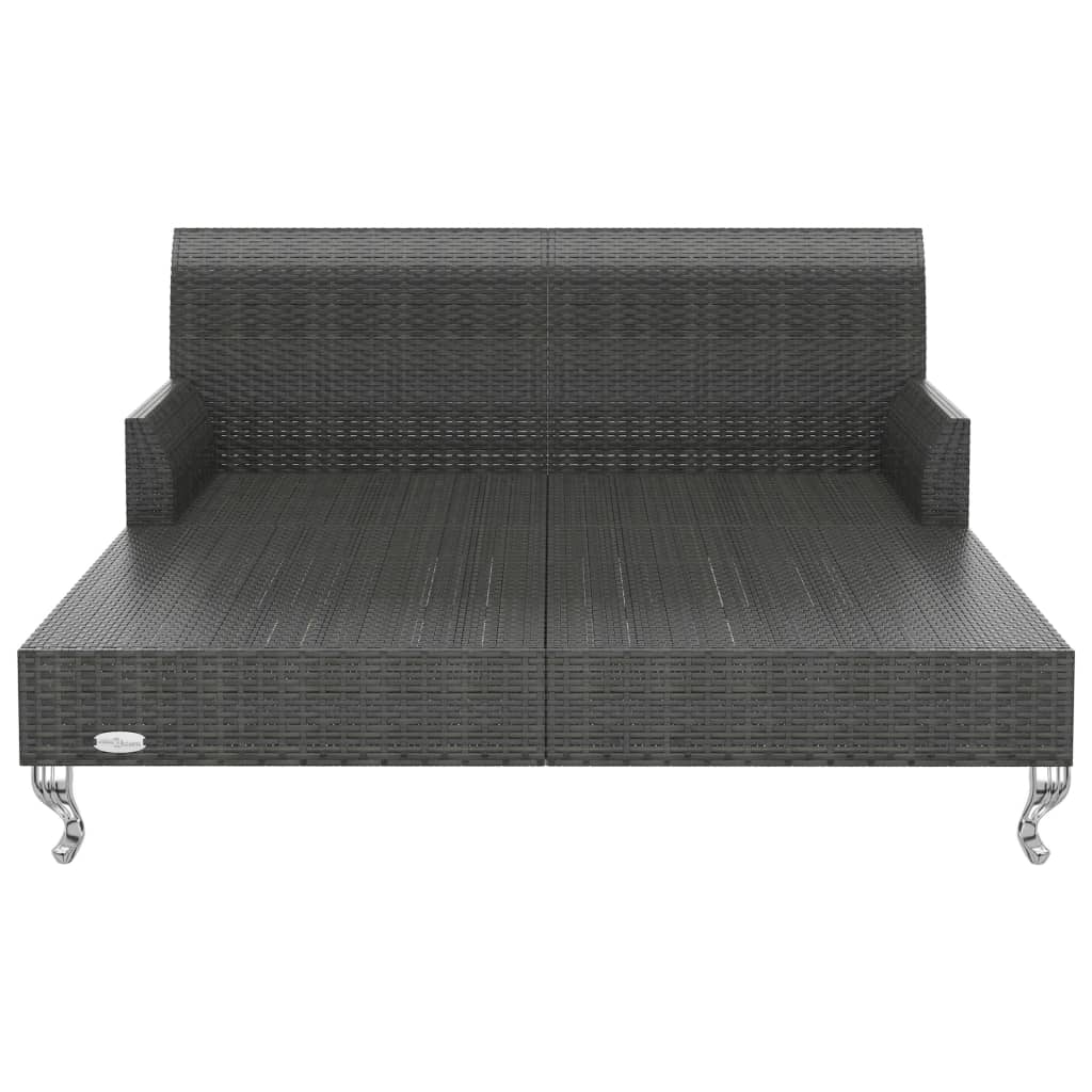 HKH Espreguiçadeira Com Almofadões Para 2 Pessoas Vime Pe - Preto