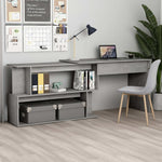 HKH Escritorio Esquinero Derivados de Madera Cemento - Gris
