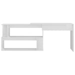 HKH Escritorio esquinero de madera contrachapada de alto brillo - Blanco