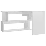 HKH Escritorio esquinero de madera contrachapada de alto brillo - Blanco