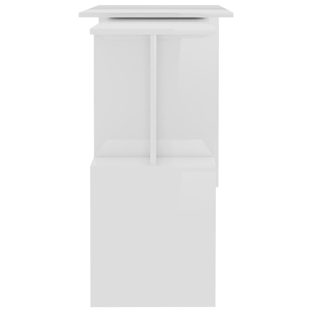 HKH Escritorio esquinero de madera contrachapada de alto brillo - Blanco