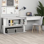 HKH Escritorio esquinero de madera contrachapada de alto brillo - Blanco