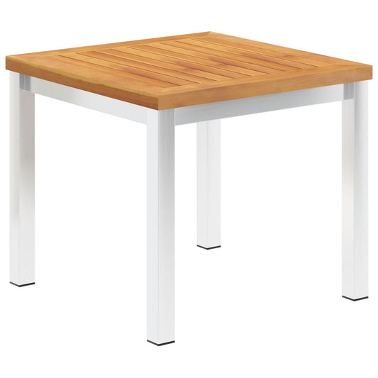 HKH Mesa de Apoio Jardim 45x45x38 Cm Acácia Maciça/aço Inoxidável - Marrom