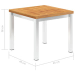 HKH Mesa de Apoio Jardim 45x45x38 Cm Acácia Maciça/aço Inoxidável - Marrom