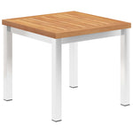 HKH Mesa de Apoio Jardim 45x45x38 Cm Teca Maciça/aço Inoxidável - Marrom