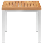 HKH Mesa de Apoio Jardim 45x45x38 Cm Teca Maciça/aço Inoxidável - Marrom