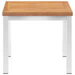 HKH Mesa de Apoio Jardim 45x45x38 Cm Teca Maciça/aço Inoxidável - Marrom