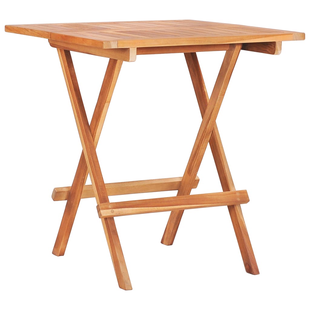 HKH Mesa de Bistrô Dobrável 60x60x65 Cm Madeira Teca Maciça - Marrom