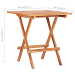 HKH Mesa de Bistrô Dobrável 60x60x65 Cm Madeira Teca Maciça - Marrom
