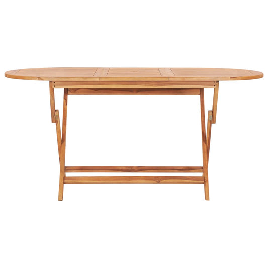 HKH Mesa de Jardim Dobrável 160x80x75 Cm Madeira de Teca Maciça - Marrom
