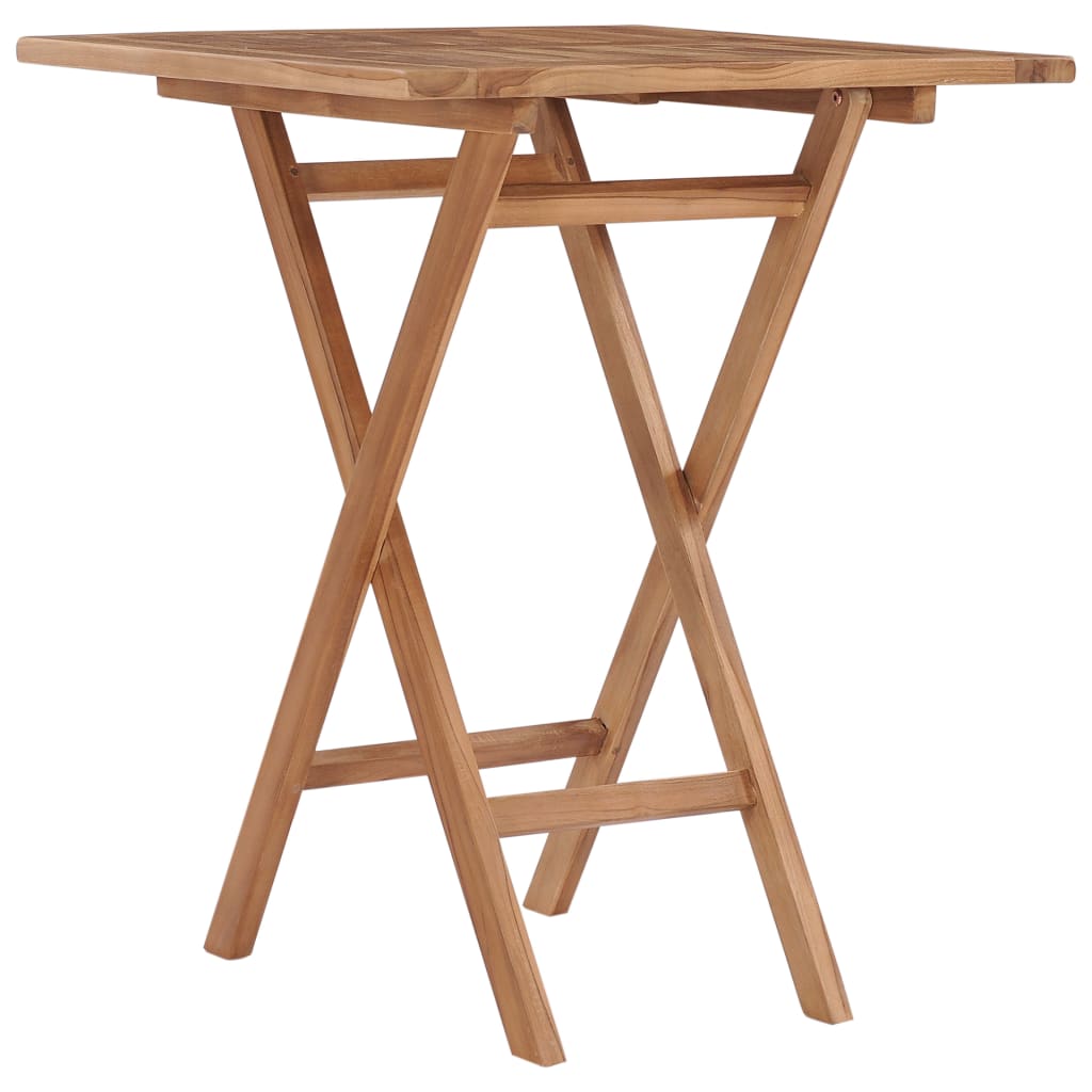 HKH Mesa de Jardín Plegable 60x60x75 Cm Madera de Teca Maciza - Marrón