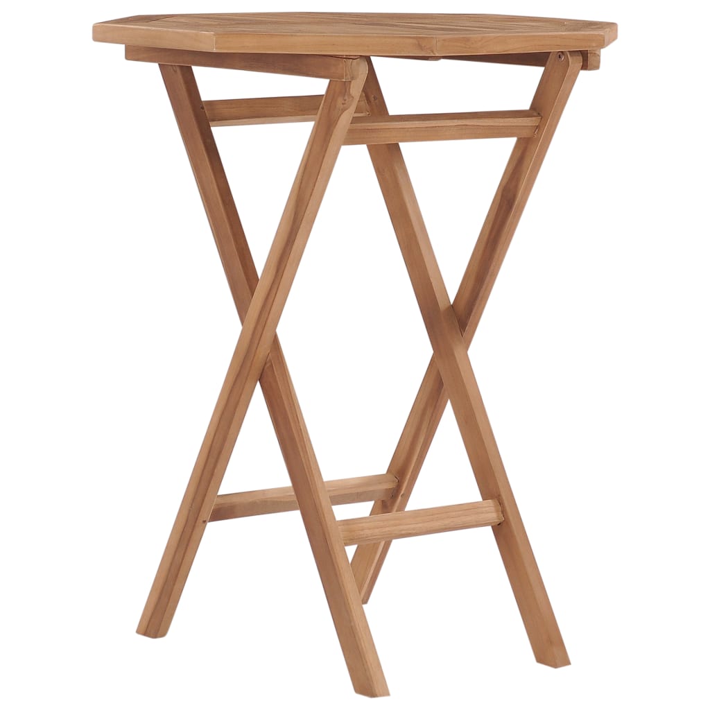 HKH Mesa de Jardín Plegable 60x60x75 Cm Madera de Teca Maciza - Marrón