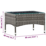 HKH Mesa de Centro 60x40x36 Cm Vime Pe - Cinzento