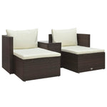 HKH 5 Pcs Conjunto Lounge Jardim C/ Almofadões Vime Pe Castanho - Marrom