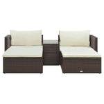 HKH 5 Pcs Conjunto Lounge Jardim C/ Almofadões Vime Pe Castanho - Marrom