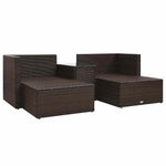 HKH 5 Pcs Conjunto Lounge Jardim C/ Almofadões Vime Pe Castanho - Marrom