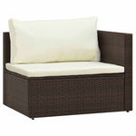 HKH 5 Pcs Conjunto Lounge Jardim C/ Almofadões Vime Pe Castanho - Marrom