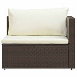 HKH 5 Pcs Conjunto Lounge Jardim C/ Almofadões Vime Pe Castanho - Marrom