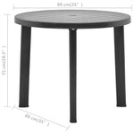 HKH Mesa de Jardim 89 Cm Plástico - Antracite
