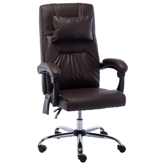 HKH Cadeira Escritório com  Função Massagem Couro Artificial - Castanho