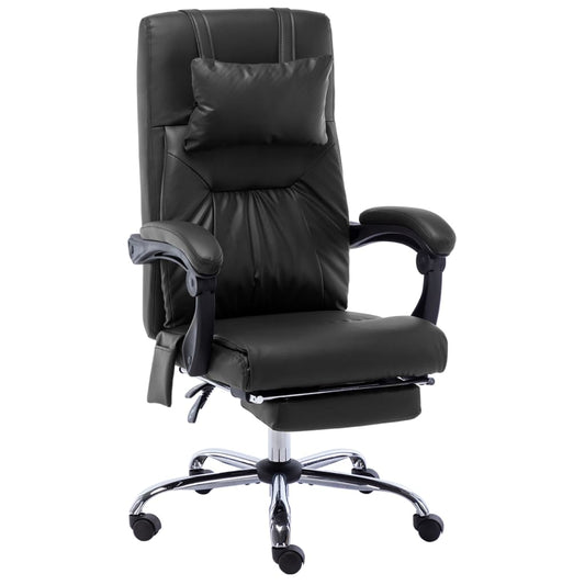 HKH Cadeira de Escritório com Função Massagem Couro Artificial - Preto