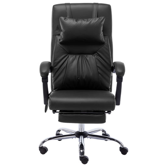HKH Cadeira de Escritório com Função Massagem Couro Artificial - Preto