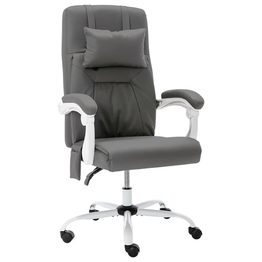 HKH Cadeira Escritório com Função Massagem Couro Artificial - Cinzento