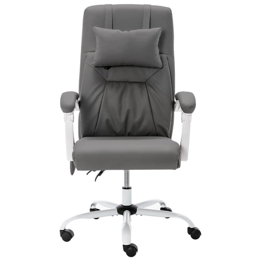 HKH Cadeira Escritório com Função Massagem Couro Artificial - Cinzento