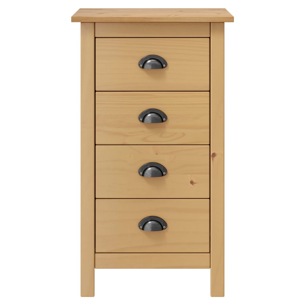 Aparador moderno HKH Hill de madera maciza de pino con 4 cajones - Marrón miel