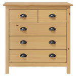 Aparador moderno HKH Hill de madera maciza de pino con 5 cajones - Marrón miel