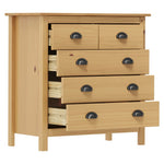 Aparador moderno HKH Hill de madera maciza de pino con 5 cajones - Marrón miel