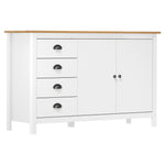 Aparador Hill HKH en Madera de Pino Maciza con 2 Puertas y 4 Cajones 130 X 40 X 80 Cm - Blanco y Marrón Miel