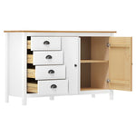 Aparador Hill HKH en Madera de Pino Maciza con 2 Puertas y 4 Cajones 130 X 40 X 80 Cm - Blanco y Marrón Miel